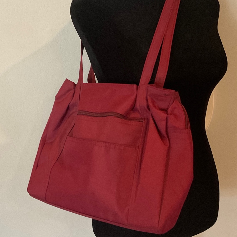 Women's Burgundy Shoulder Tote Bag - Picture 5 of 9